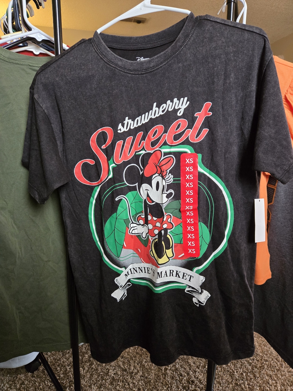 Disney Black Minnie Mouse Strawberry Sweet Graphic Tee